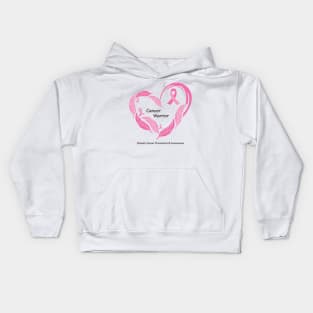 Breast cancer warrior with feathers, ribbons & black type Kids Hoodie